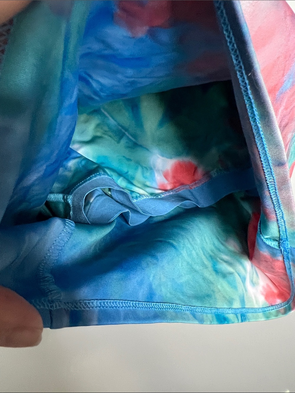 VOGO Athletica Tie-Dye Racerback Crop Tank in Blue, Green, Red, Size Medium - Picture 6 of 9